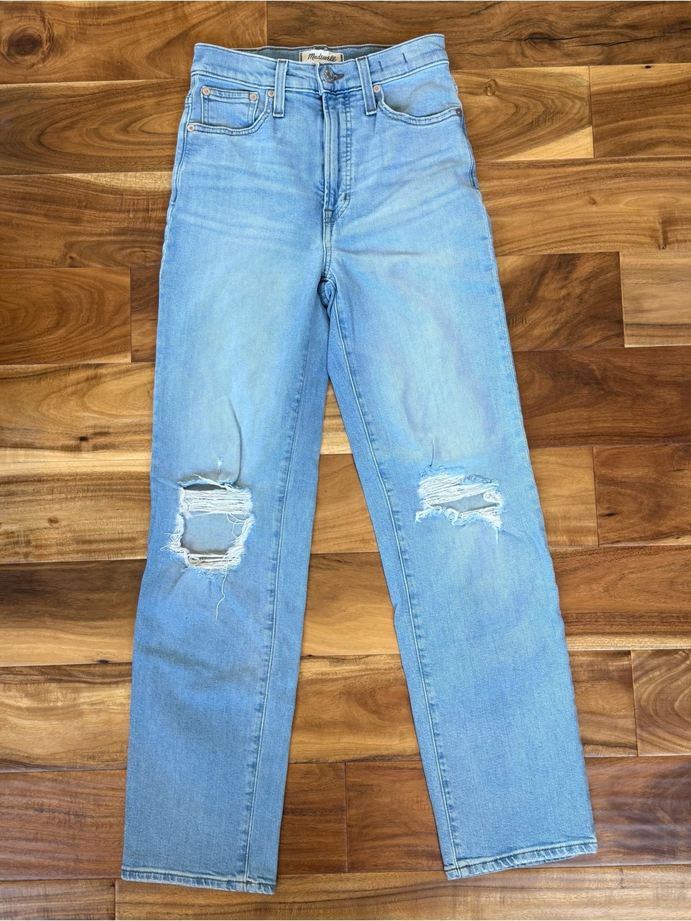 Madewell The Perfect Vintage Straight Jean Light Wash Distressed Size 24